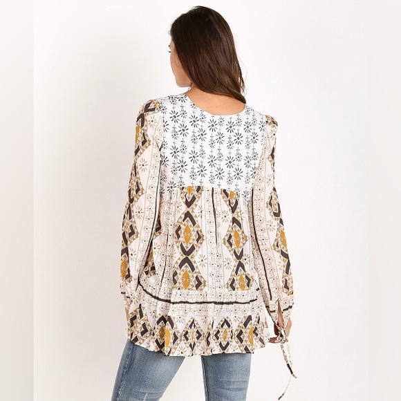 FREE PEOPLE Down by the Bay 60’s Tunic Ivory Combo M - Picture 6 of 13